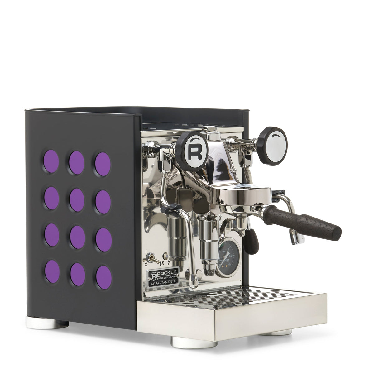 Rocket Espresso Appartamento TCA Heat-Exchange Espresso Machine in Black with Black Stripe