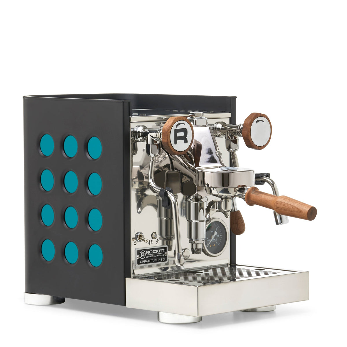Rocket Espresso Appartamento TCA Heat-Exchange Espresso Machine in Black with Black Stripe