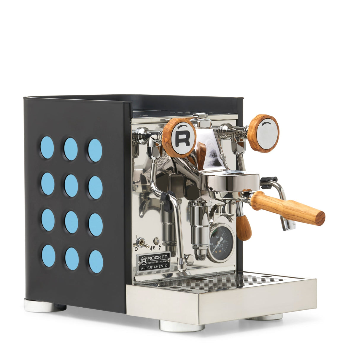 Rocket Espresso Appartamento TCA Heat-Exchange Espresso Machine in Black with Black Stripe