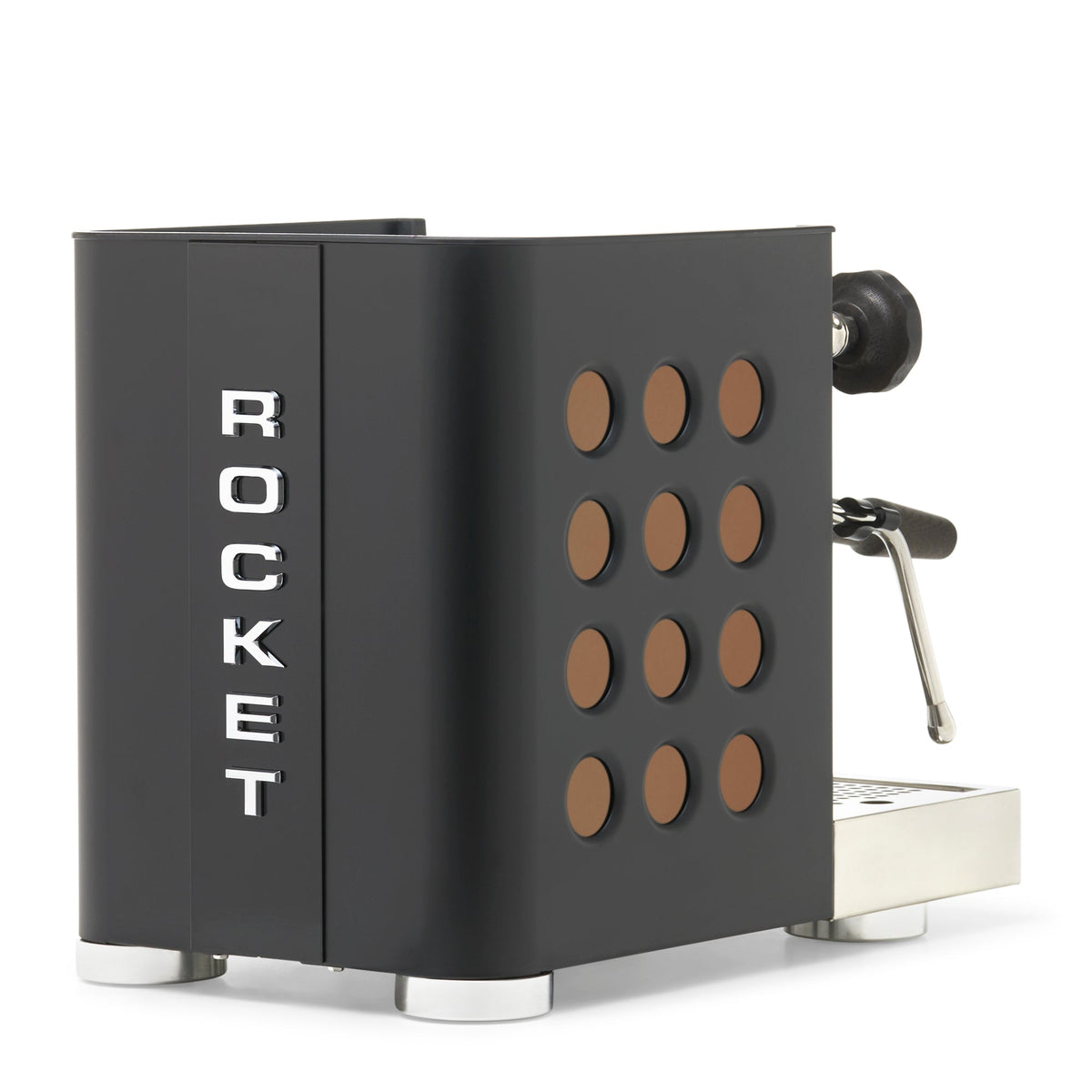 Rocket Espresso Appartamento TCA Heat-Exchange Espresso Machine in Black with Black Stripe
