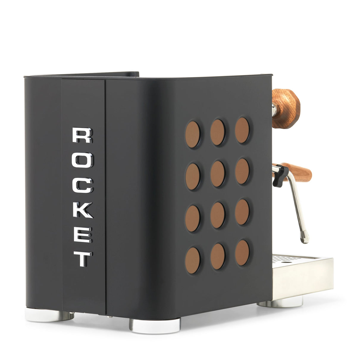 Rocket Espresso Appartamento TCA Heat-Exchange Espresso Machine in Black with Black Stripe