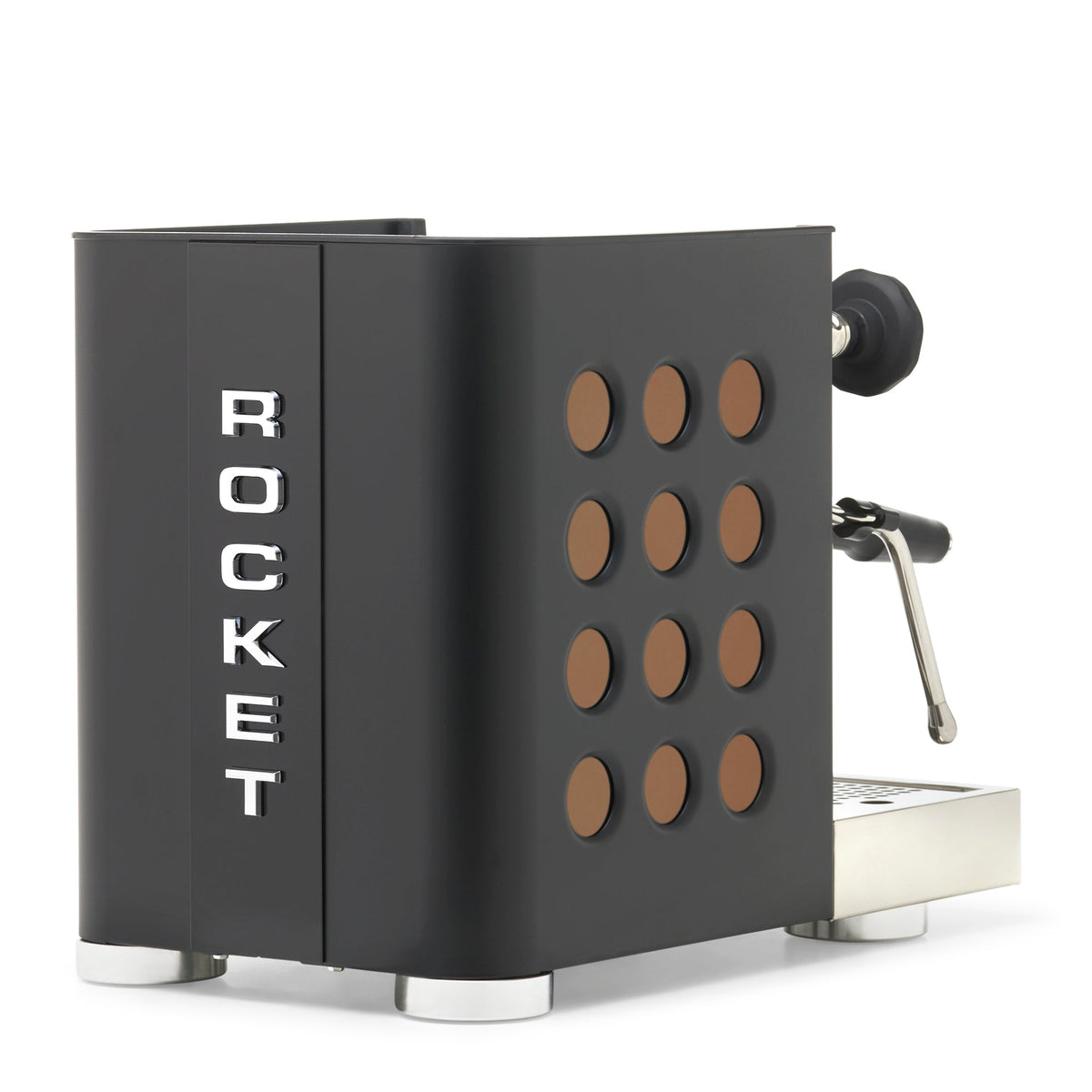 Rocket Espresso Appartamento TCA Heat-Exchange Espresso Machine in Black with Black Stripe