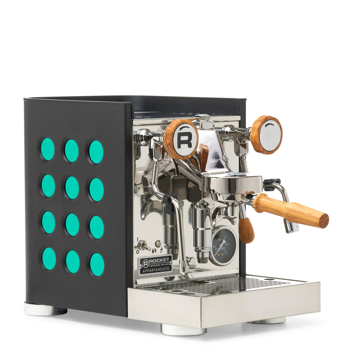 Rocket Espresso Appartamento TCA Heat-Exchange Espresso Machine in Black with Black Stripe