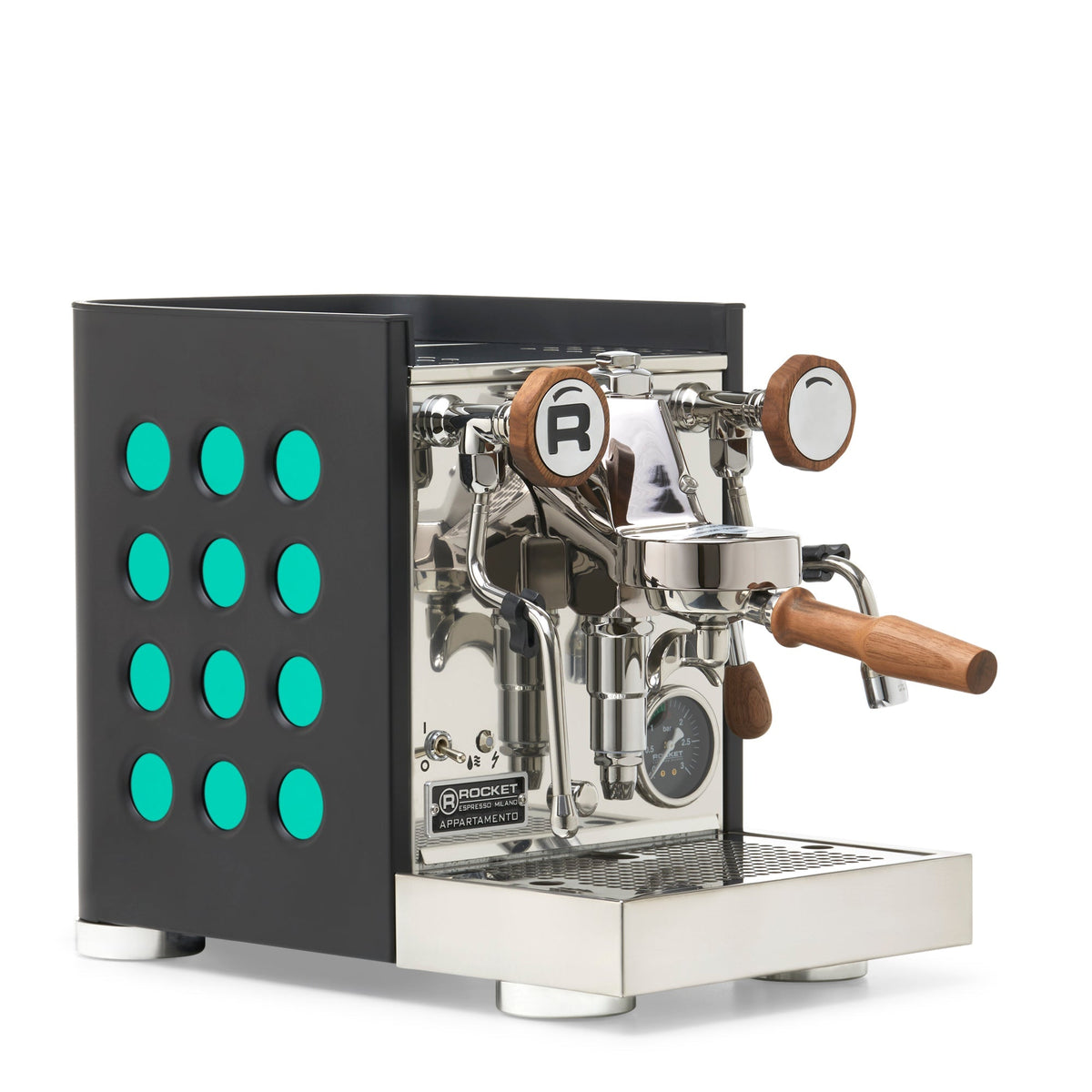 Rocket Espresso Appartamento TCA Heat-Exchange Espresso Machine in Black with Black Stripe