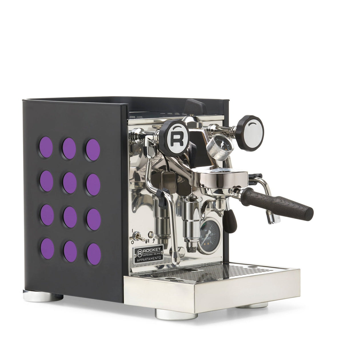 Rocket Espresso Appartamento TCA Heat-Exchange Espresso Machine in Black with Black Stripe