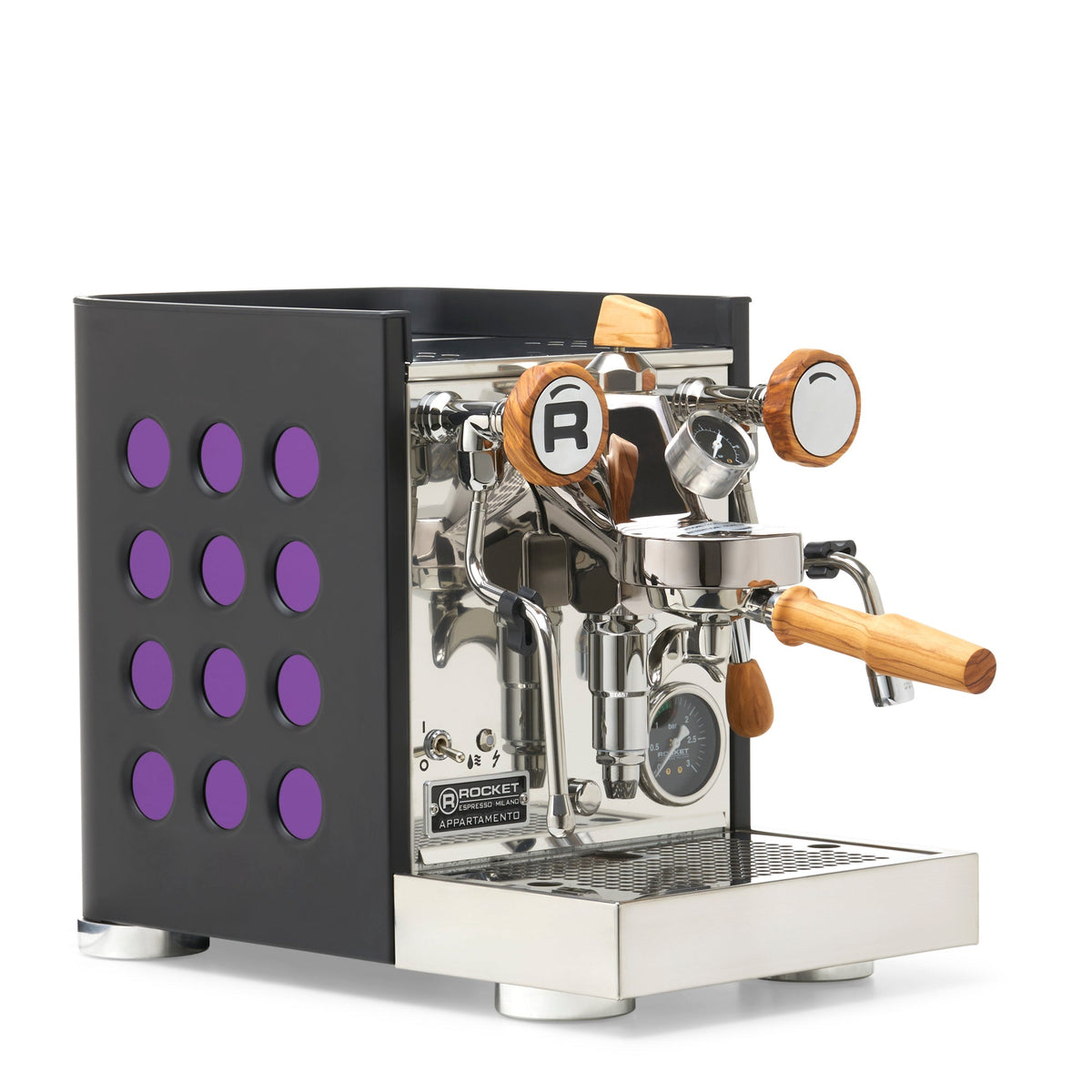 Rocket Espresso Appartamento TCA Heat-Exchange Espresso Machine in Black with Black Stripe