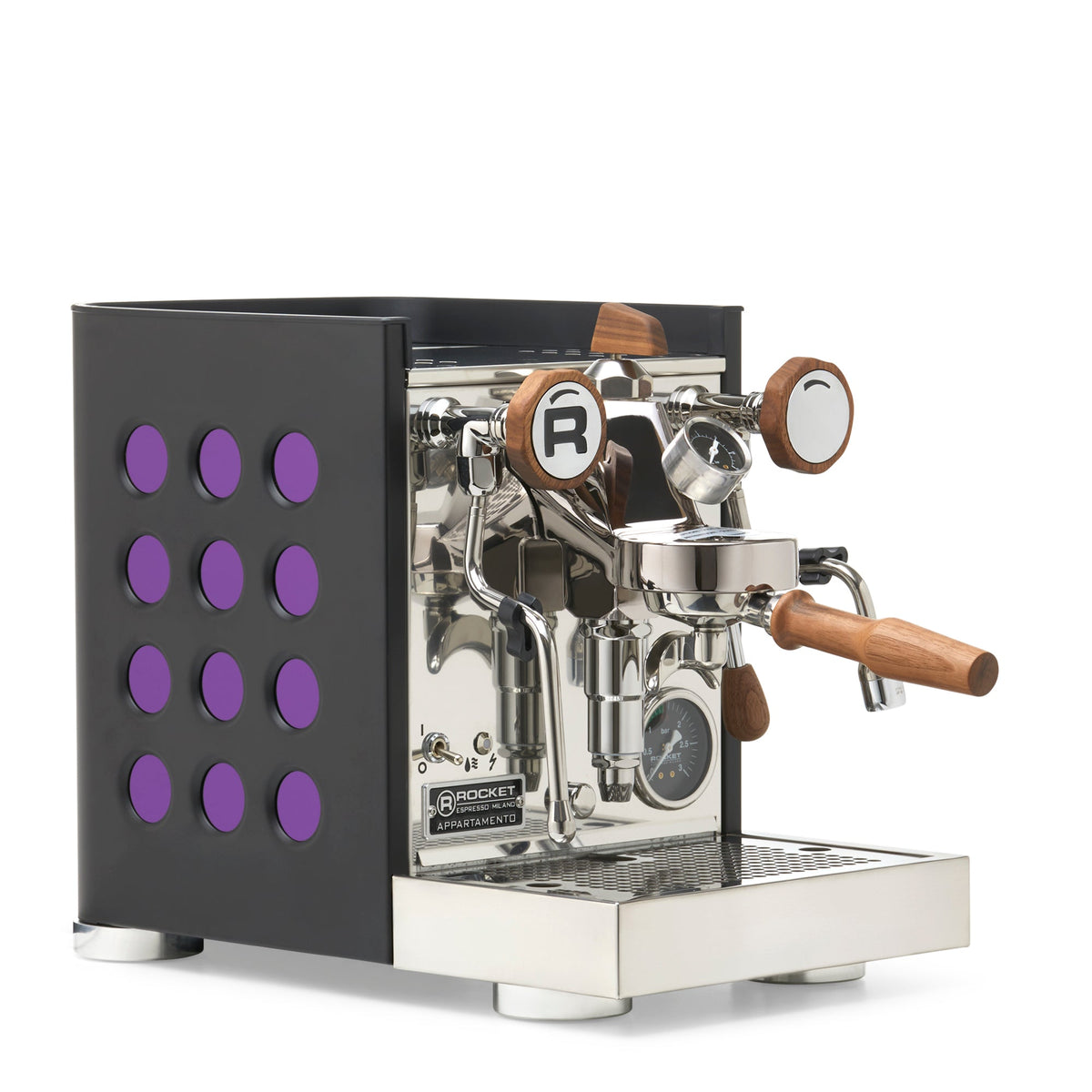 Rocket Espresso Appartamento TCA Heat-Exchange Espresso Machine in Black with Black Stripe