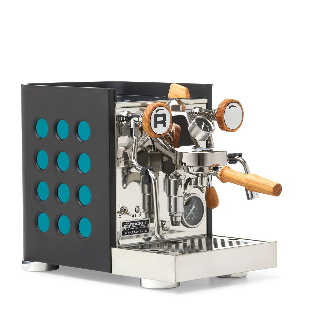 Rocket Espresso Appartamento TCA Heat-Exchange Espresso Machine in Black with Black Stripe
