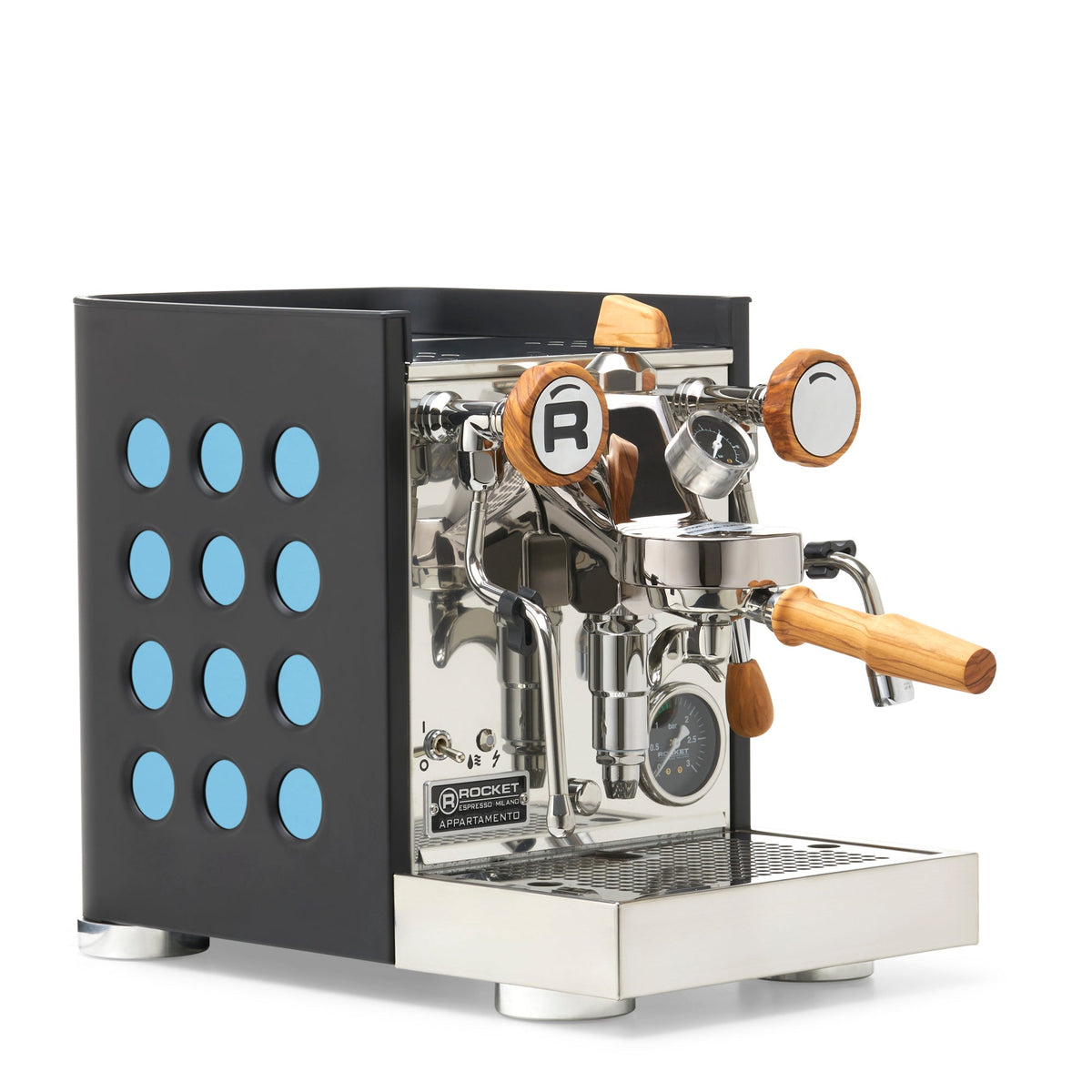 Rocket Espresso Appartamento TCA Heat-Exchange Espresso Machine in Black with Black Stripe