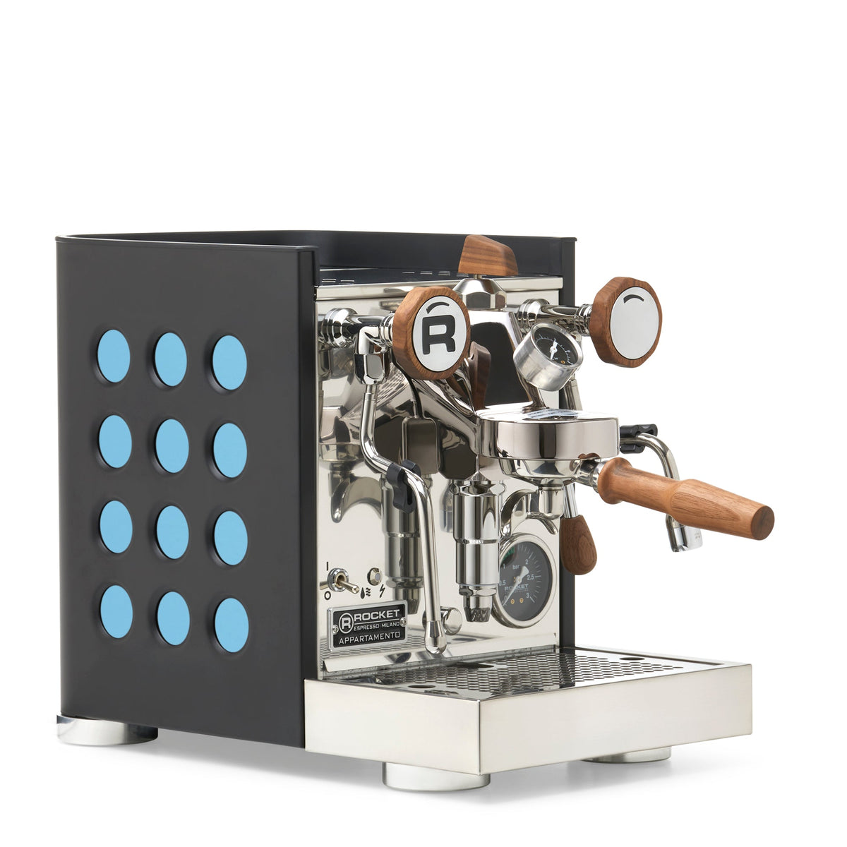 Rocket Espresso Appartamento TCA Heat-Exchange Espresso Machine in Black with Black Stripe