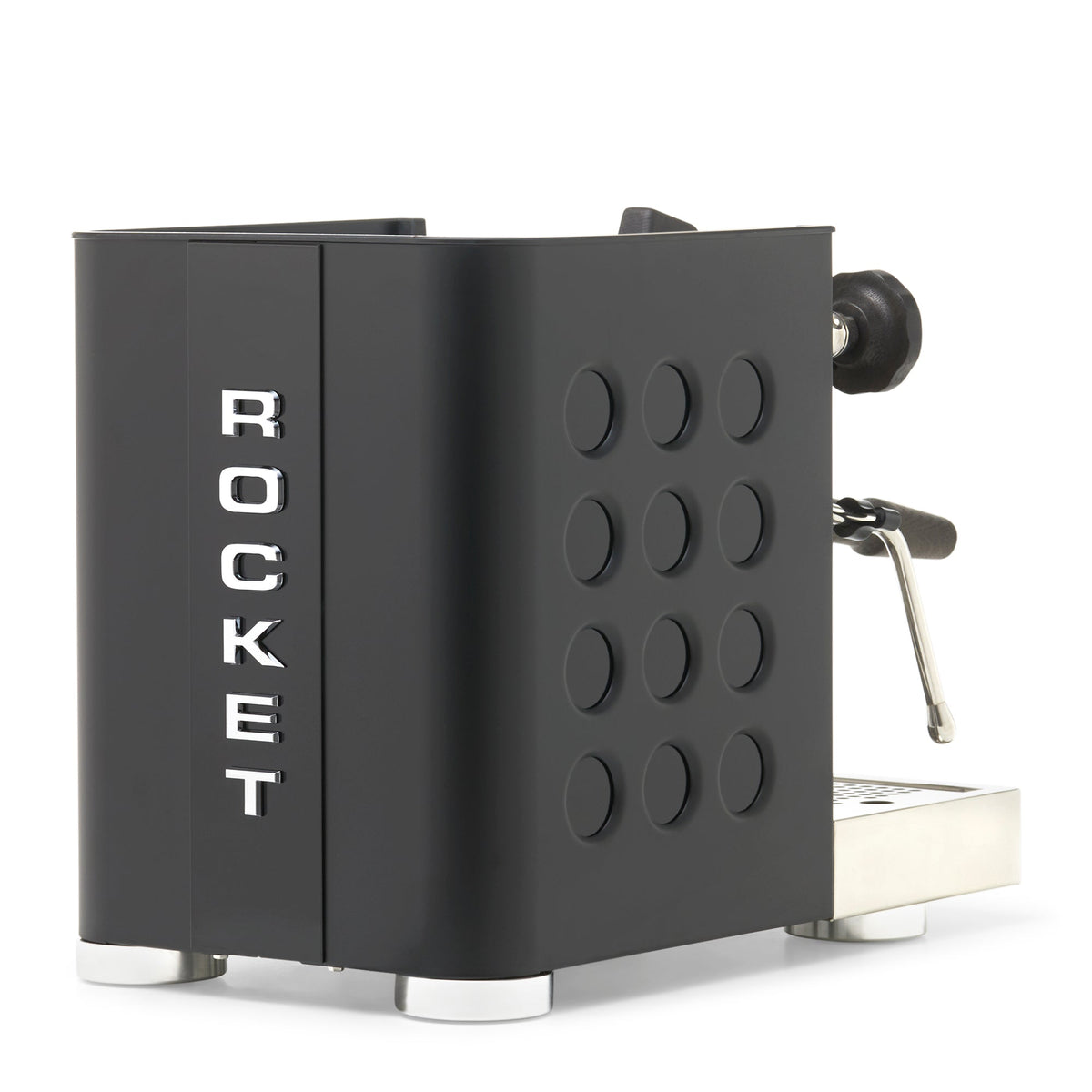 Rocket Espresso Appartamento TCA Heat-Exchange Espresso Machine in Black with Black Stripe