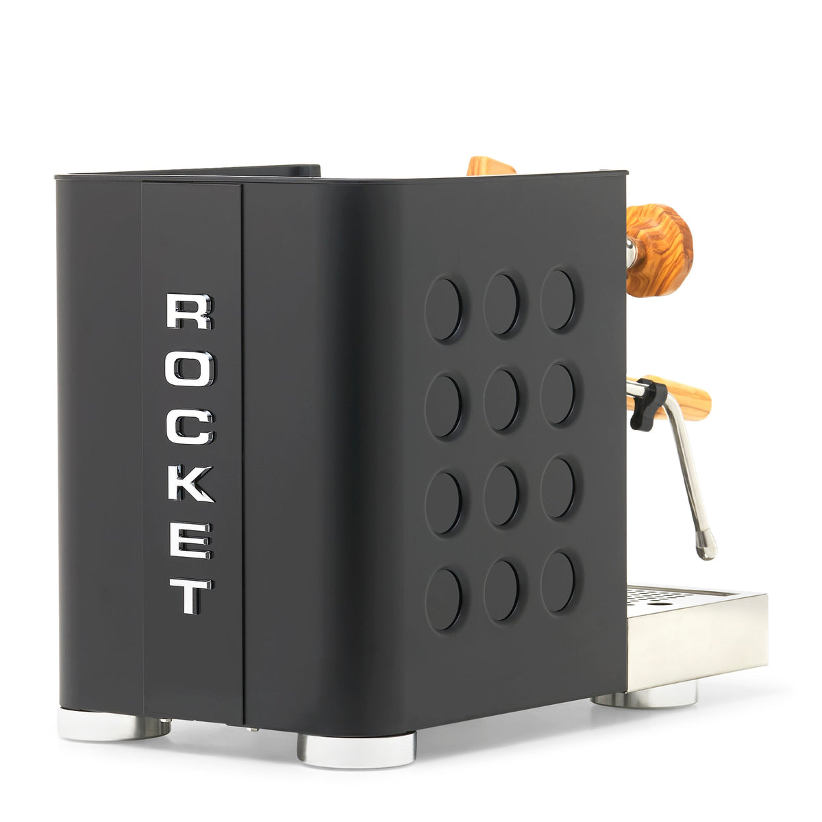 Rocket Espresso Appartamento TCA Heat-Exchange Espresso Machine in Black with Black Stripe