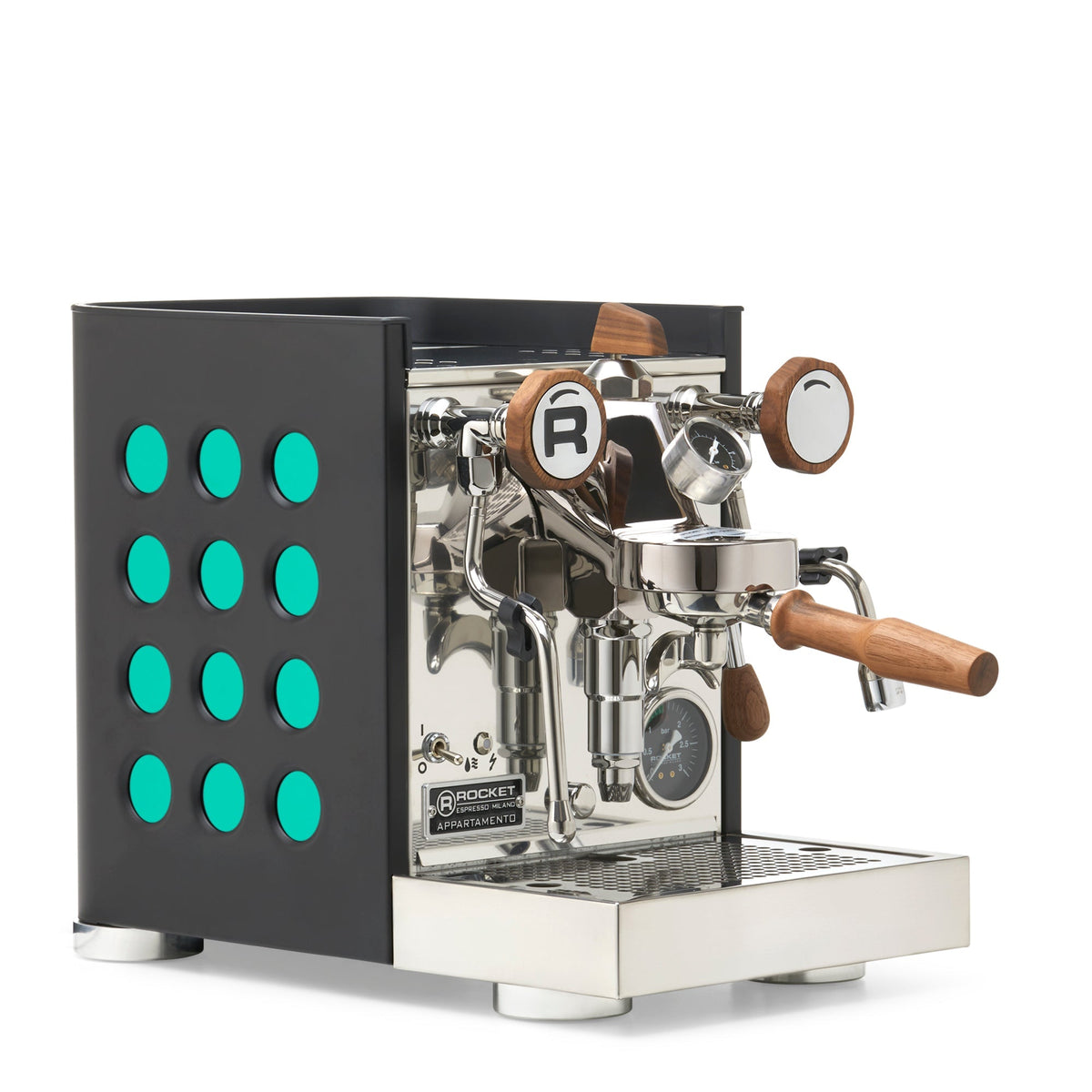 Rocket Espresso Appartamento TCA Heat-Exchange Espresso Machine in Black with Black Stripe