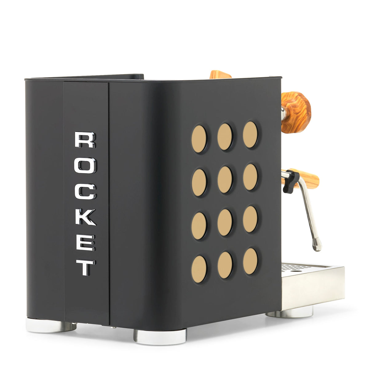 Rocket Espresso Appartamento TCA Heat-Exchange Espresso Machine in Black with Black Stripe