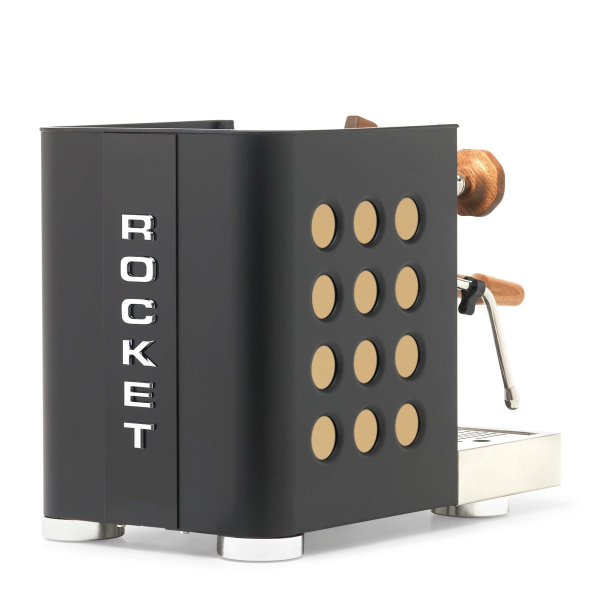 Rocket Espresso Appartamento TCA Heat-Exchange Espresso Machine in Black with Black Stripe