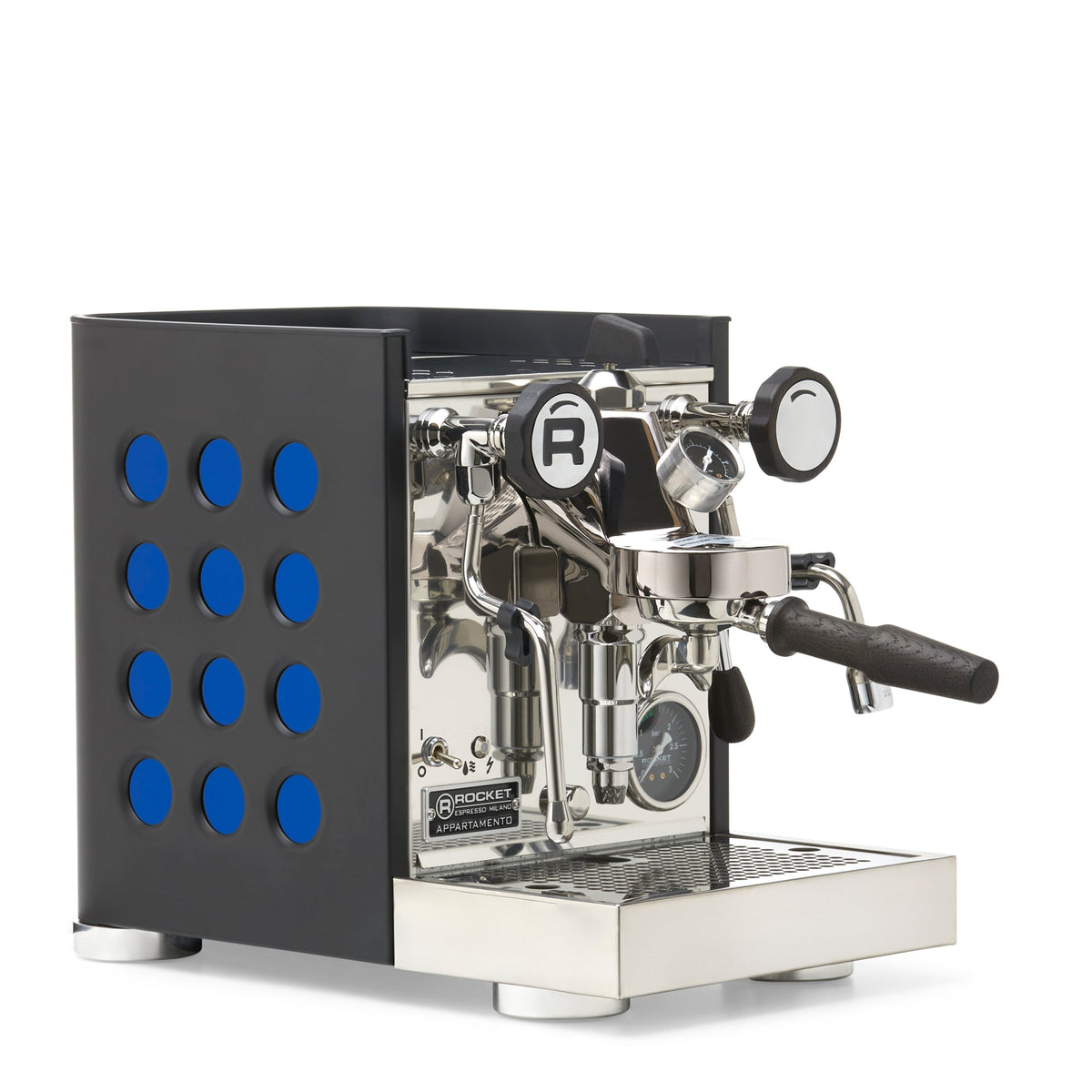 Rocket Espresso Appartamento TCA Heat-Exchange Espresso Machine in Black with Black Stripe