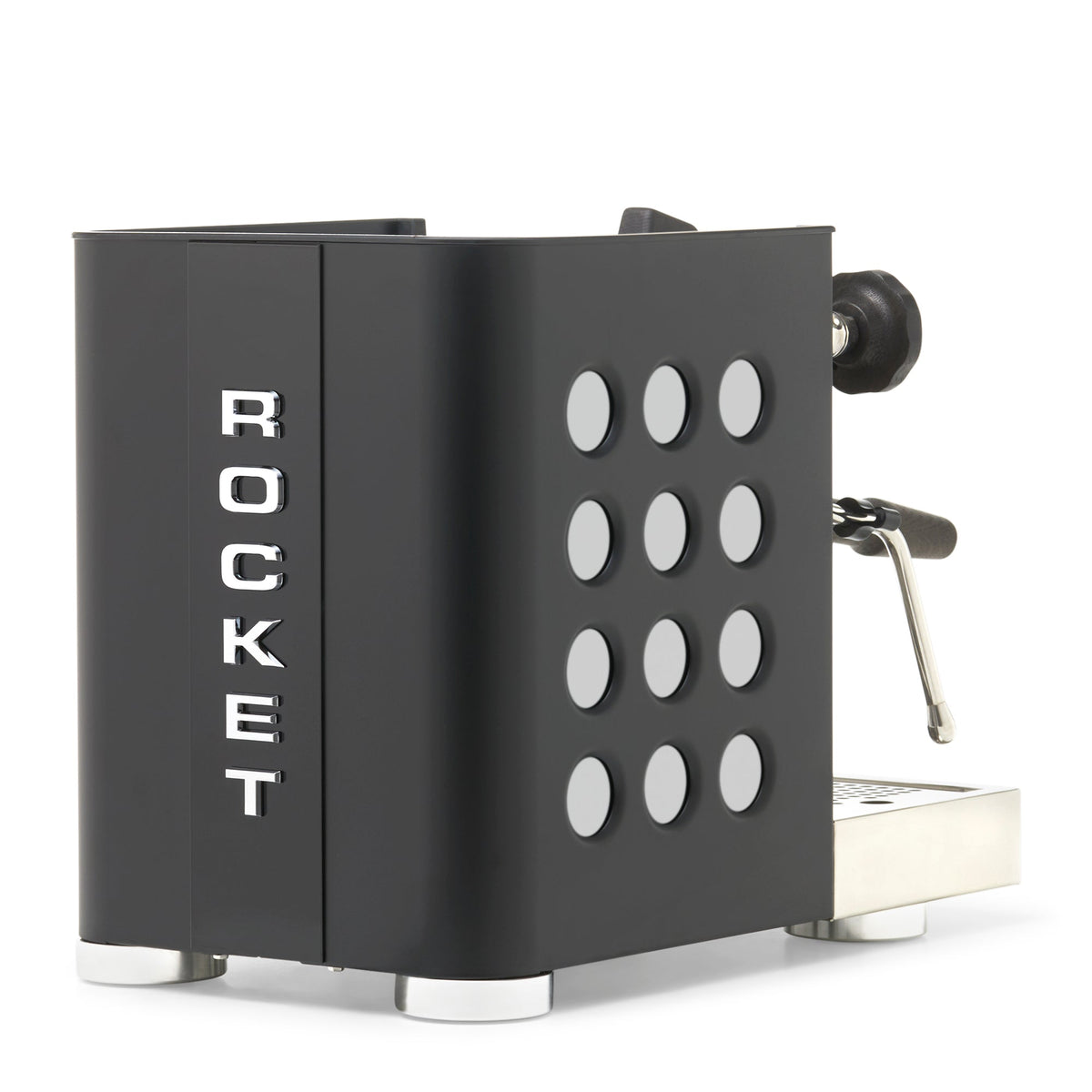 Rocket Espresso Appartamento TCA Heat-Exchange Espresso Machine in Black with Black Stripe