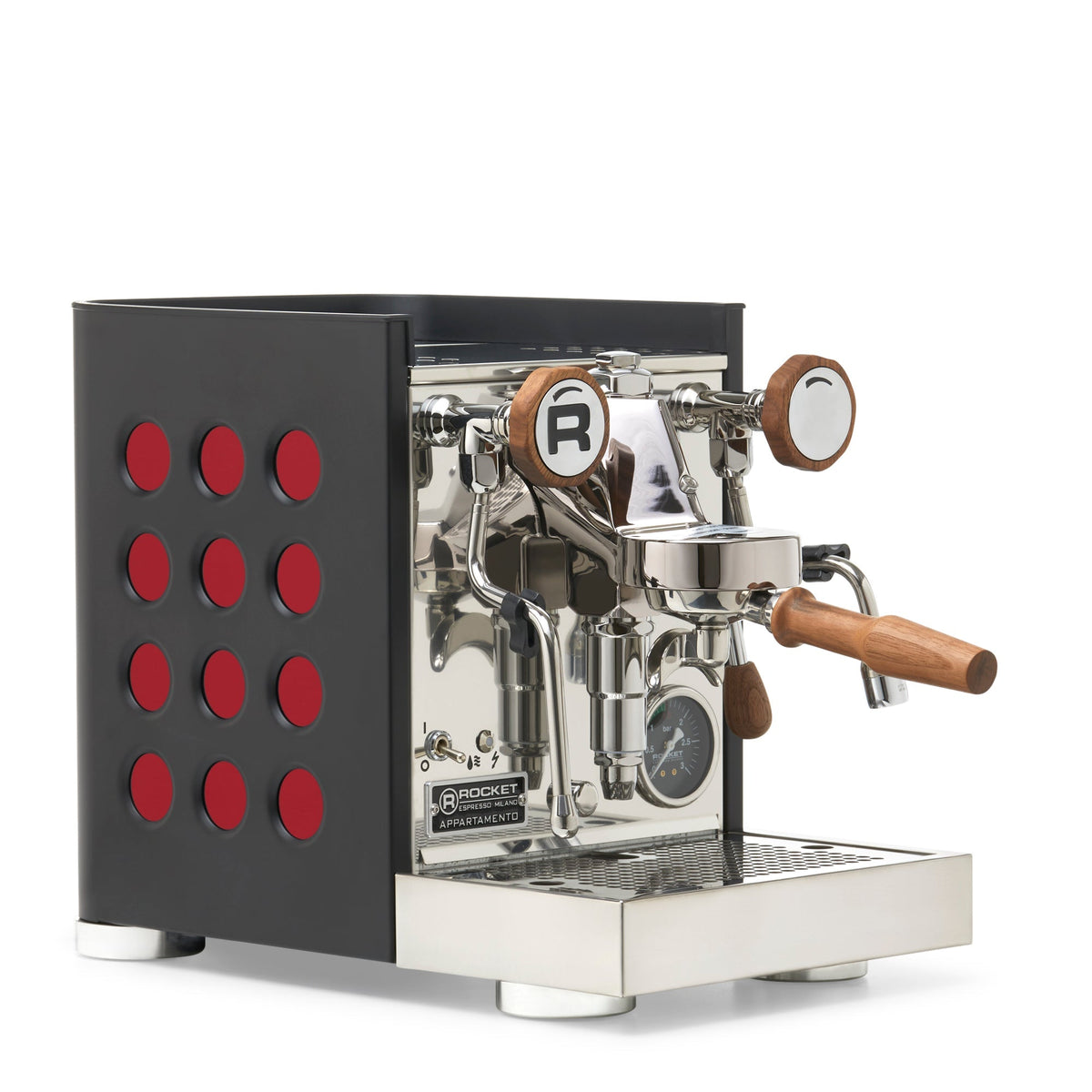Rocket Espresso Appartamento TCA Heat-Exchange Espresso Machine in Black with Black Stripe
