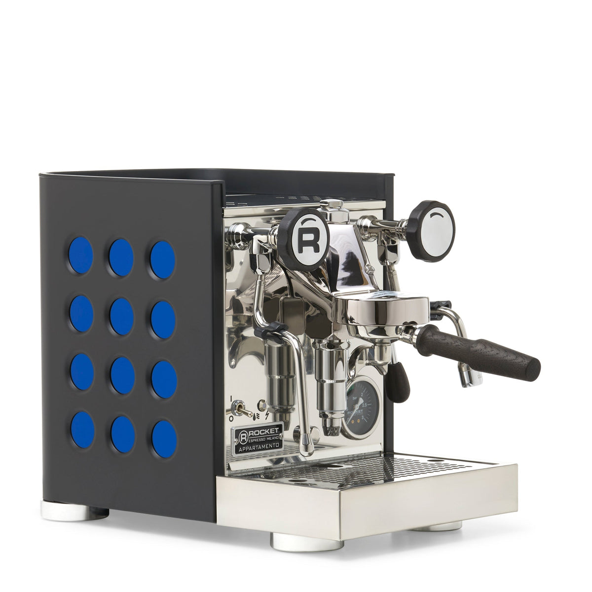 Rocket Espresso Appartamento TCA Heat-Exchange Espresso Machine in Black with Black Stripe