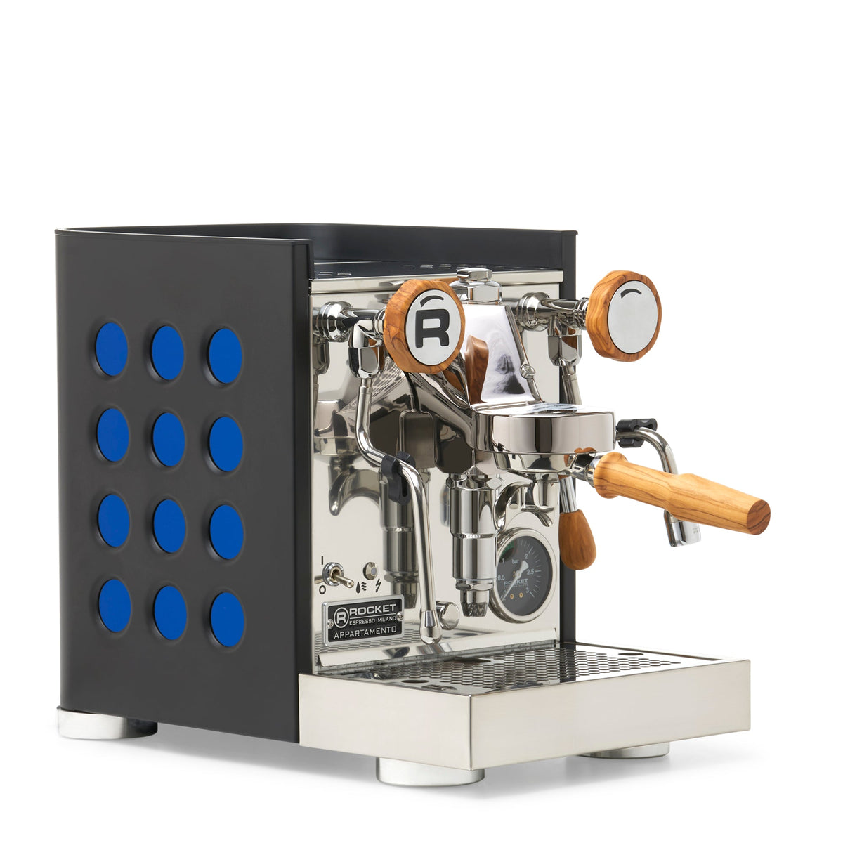 Rocket Espresso Appartamento TCA Heat-Exchange Espresso Machine in Black with Black Stripe