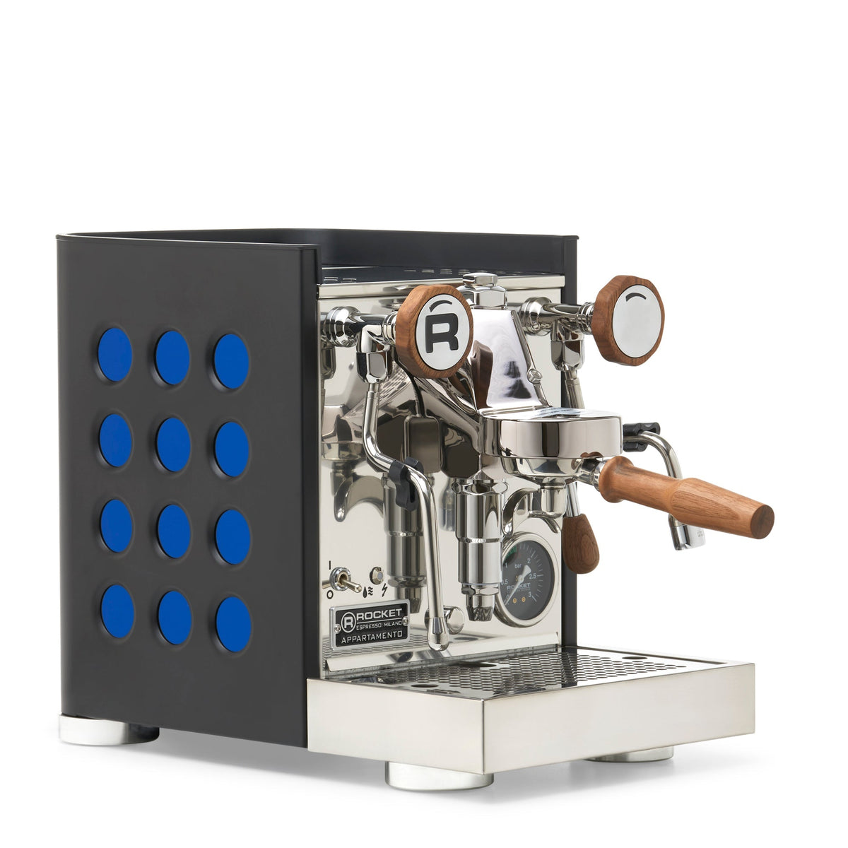 Rocket Espresso Appartamento TCA Heat-Exchange Espresso Machine in Black with Black Stripe