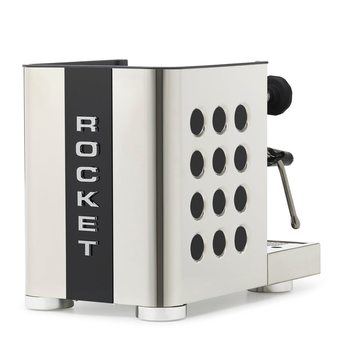 Rocket Espresso Appartamento TCA Heat-Exchange Espresso Machine in Stainless Steel with Black Stripe