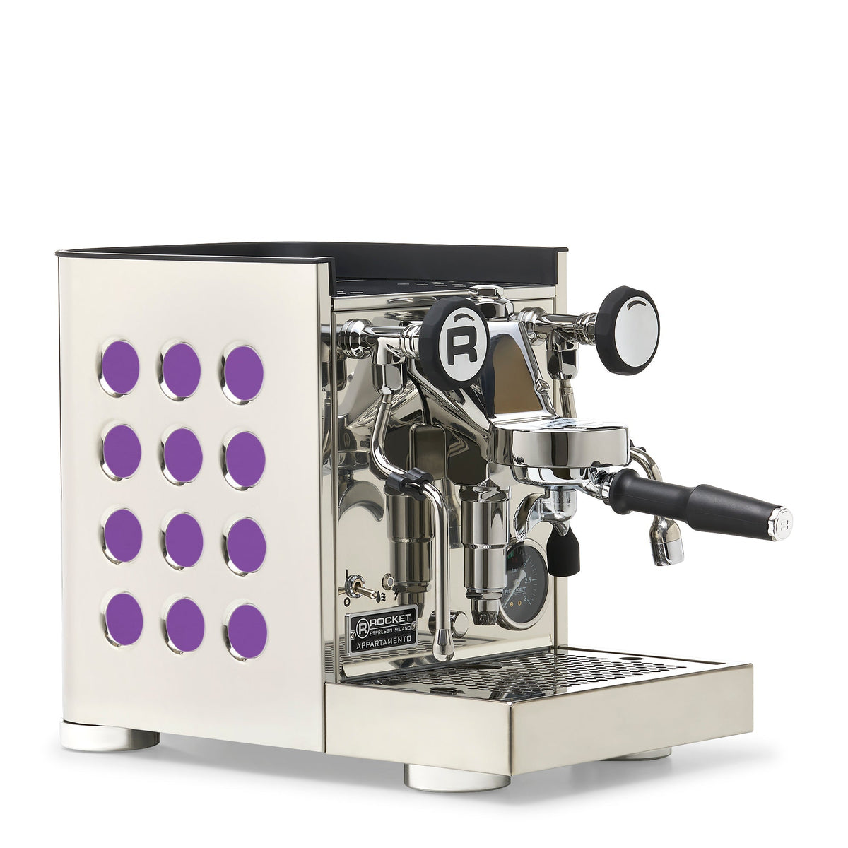 Rocket Espresso Appartamento TCA Heat-Exchange Espresso Machine in Stainless Steel with Black Stripe