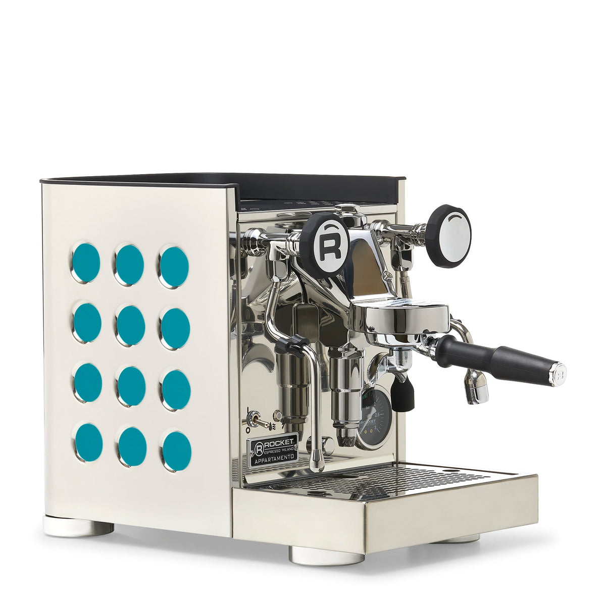 Rocket Espresso Appartamento TCA Heat-Exchange Espresso Machine in Stainless Steel with Black Stripe