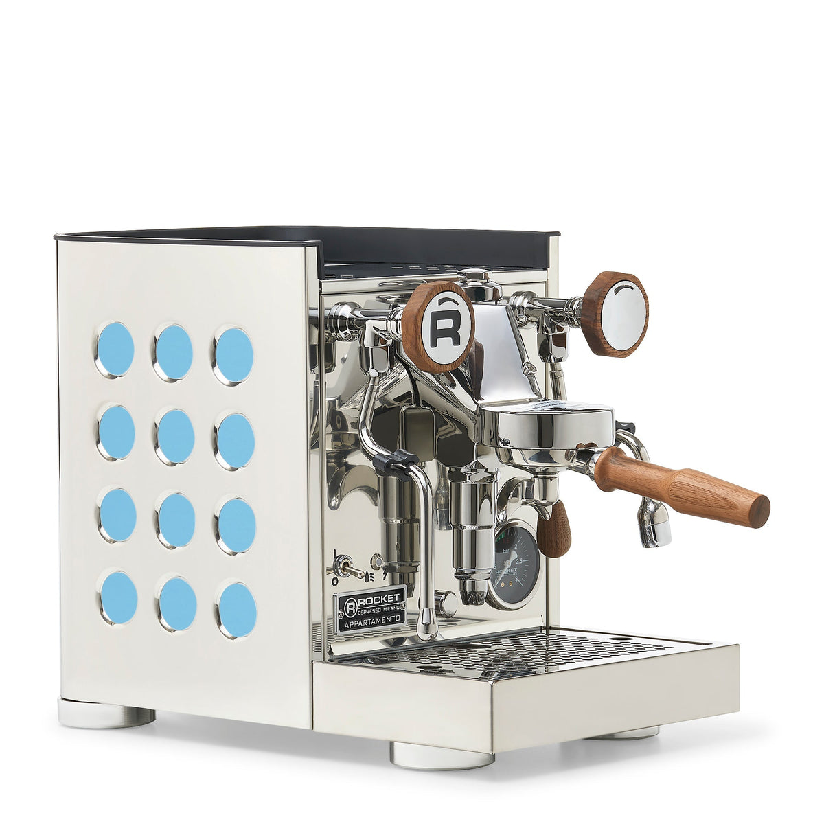 Rocket Espresso Appartamento TCA Heat-Exchange Espresso Machine in Stainless Steel with Black Stripe