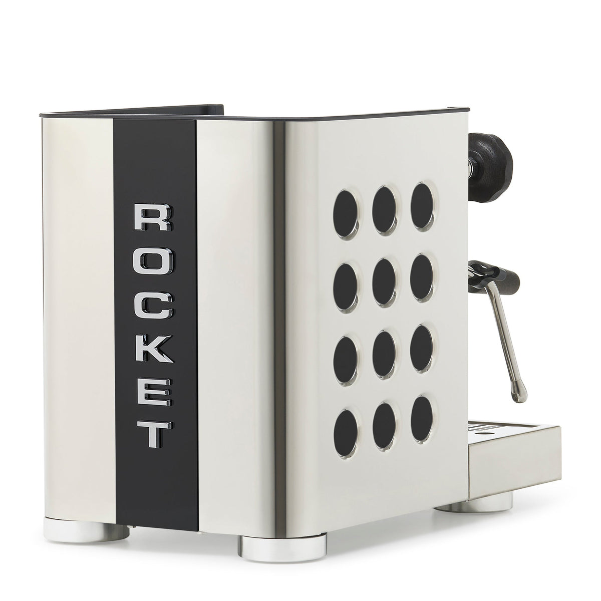Rocket Espresso Appartamento TCA Heat-Exchange Espresso Machine in Stainless Steel with Black Stripe