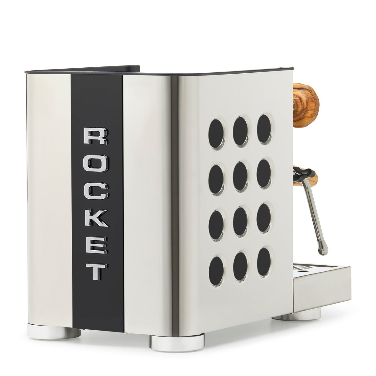 Rocket Espresso Appartamento TCA Heat-Exchange Espresso Machine in Stainless Steel with Black Stripe