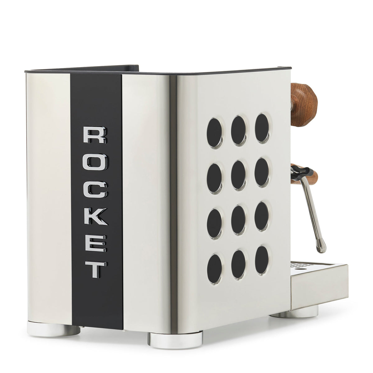Rocket Espresso Appartamento TCA Heat-Exchange Espresso Machine in Stainless Steel with Black Stripe