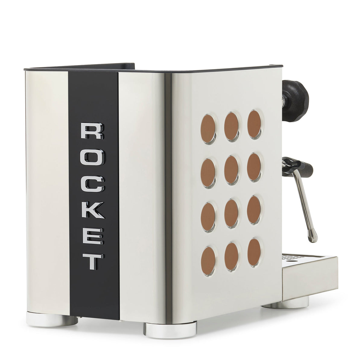 Rocket Espresso Appartamento TCA Heat-Exchange Espresso Machine in Stainless Steel with Black Stripe