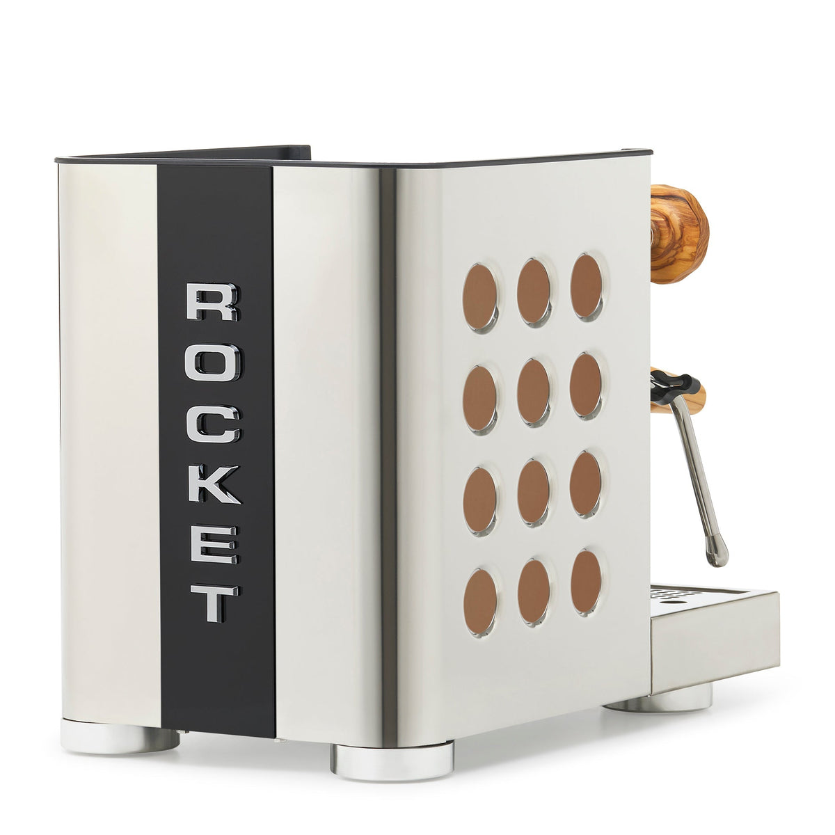 Rocket Espresso Appartamento TCA Heat-Exchange Espresso Machine in Stainless Steel with Black Stripe