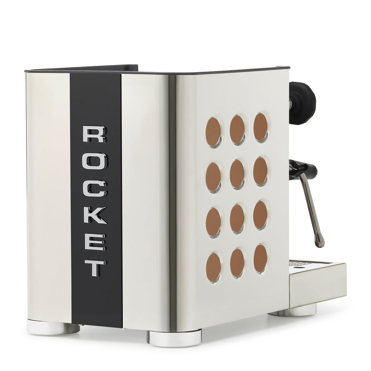 Rocket Espresso Appartamento TCA Heat-Exchange Espresso Machine in Stainless Steel with Black Stripe