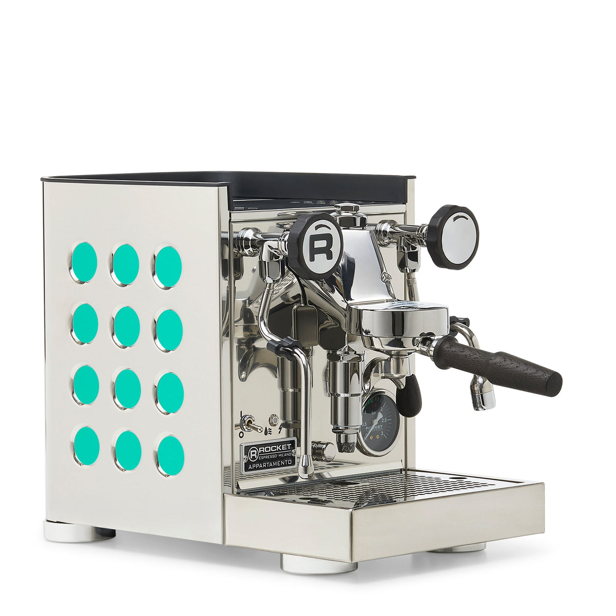 Rocket Espresso Appartamento TCA Heat-Exchange Espresso Machine in Stainless Steel with Black Stripe