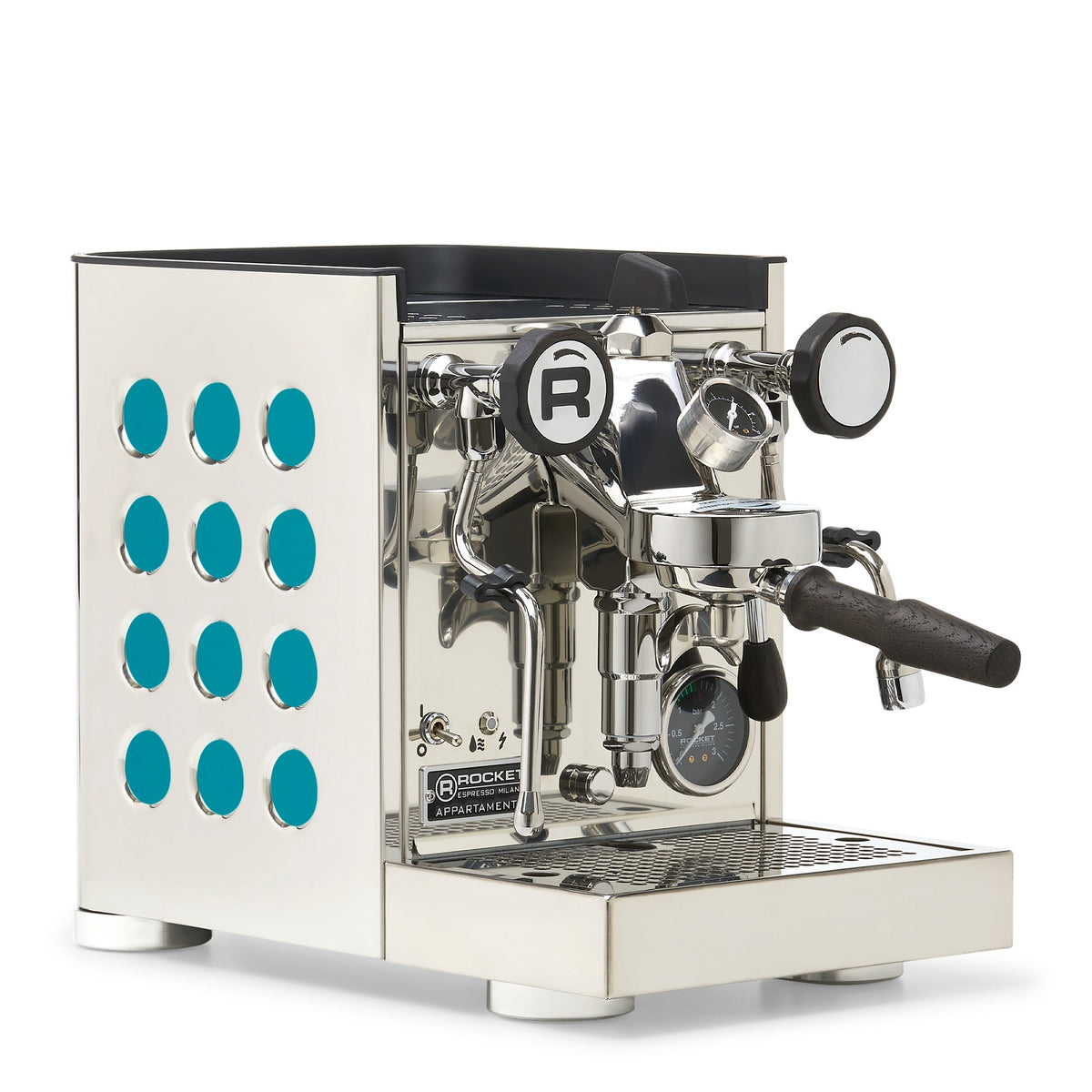 Rocket Espresso Appartamento TCA Heat-Exchange Espresso Machine in Stainless Steel with Black Stripe