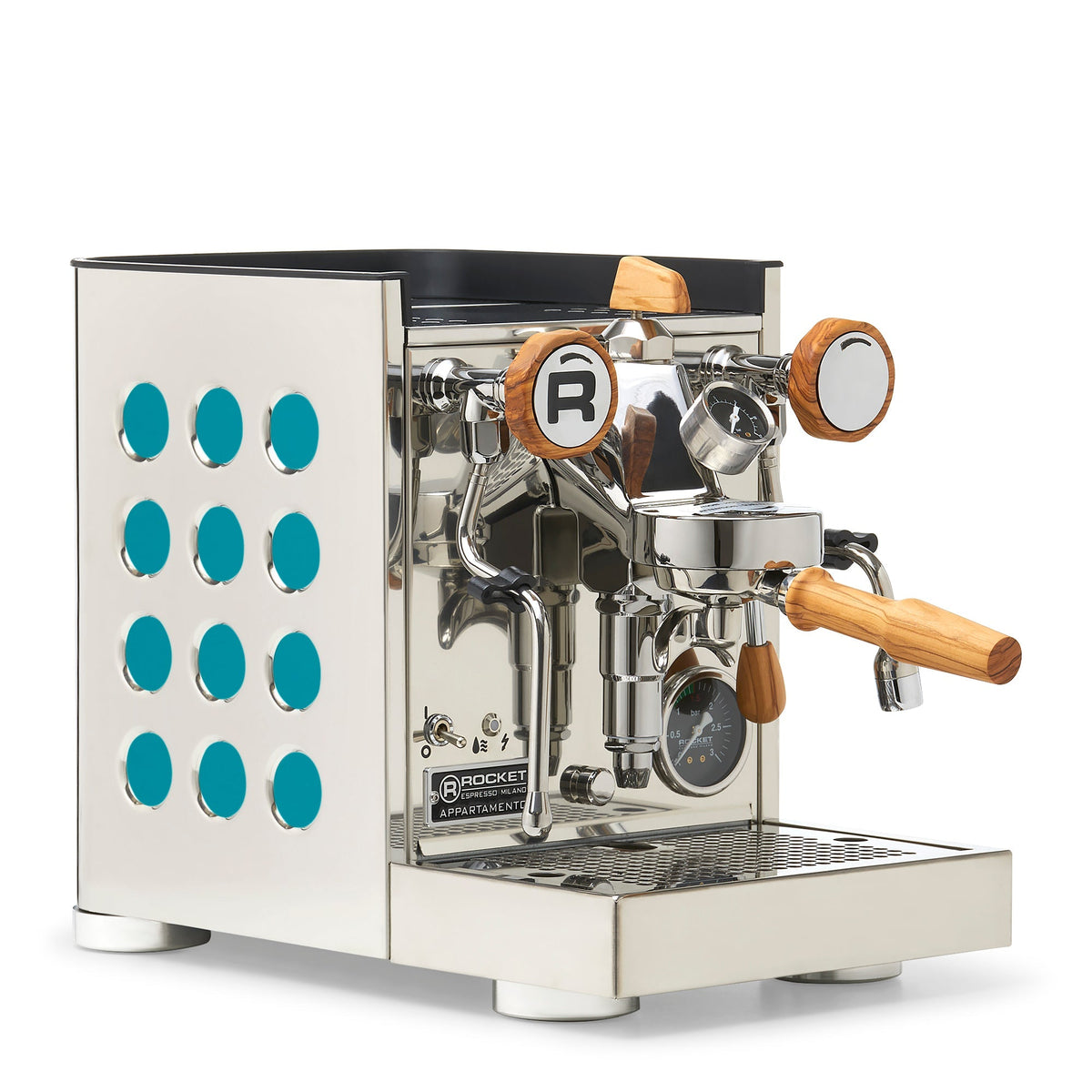 Rocket Espresso Appartamento TCA Heat-Exchange Espresso Machine in Stainless Steel with Black Stripe