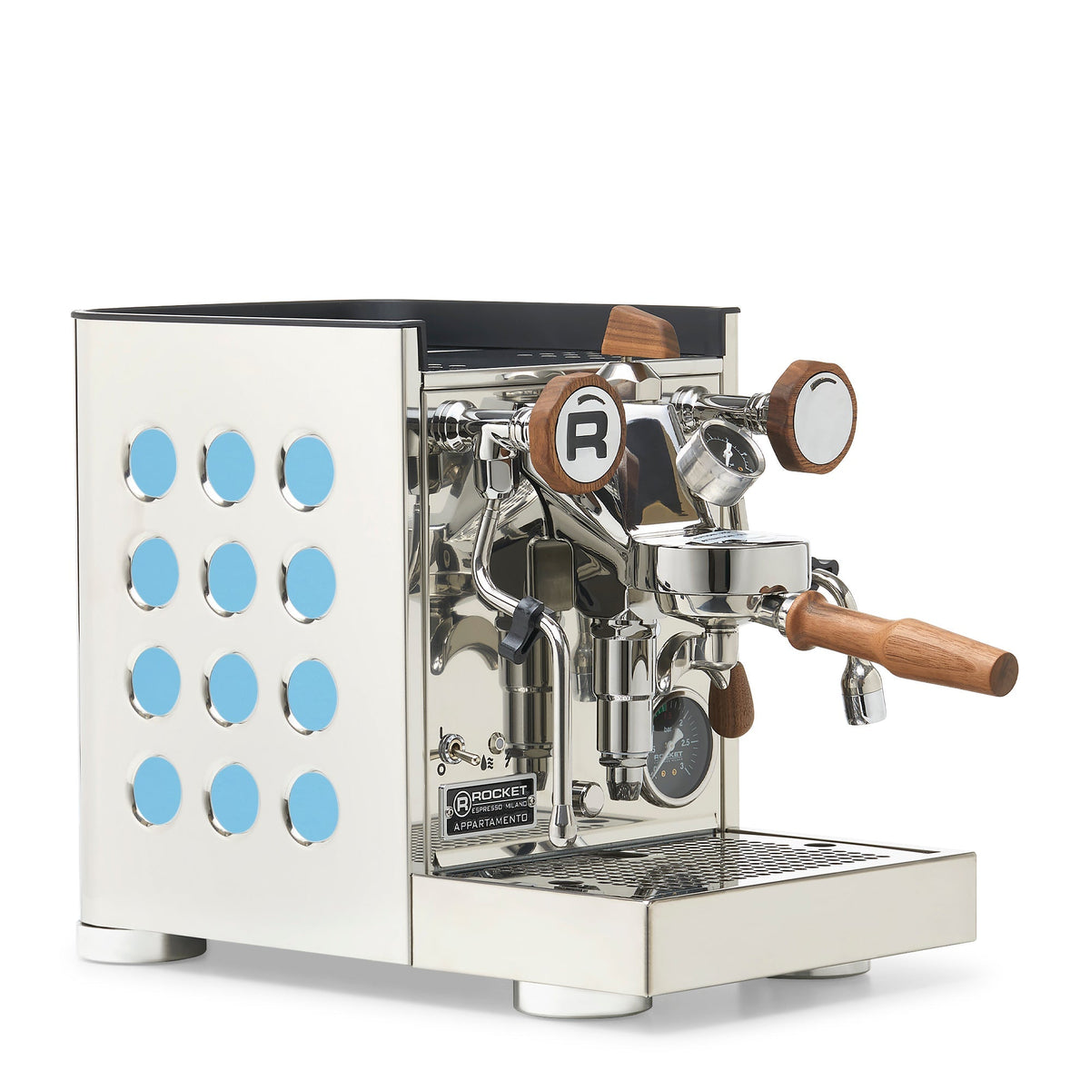 Rocket Espresso Appartamento TCA Heat-Exchange Espresso Machine in Stainless Steel with Black Stripe