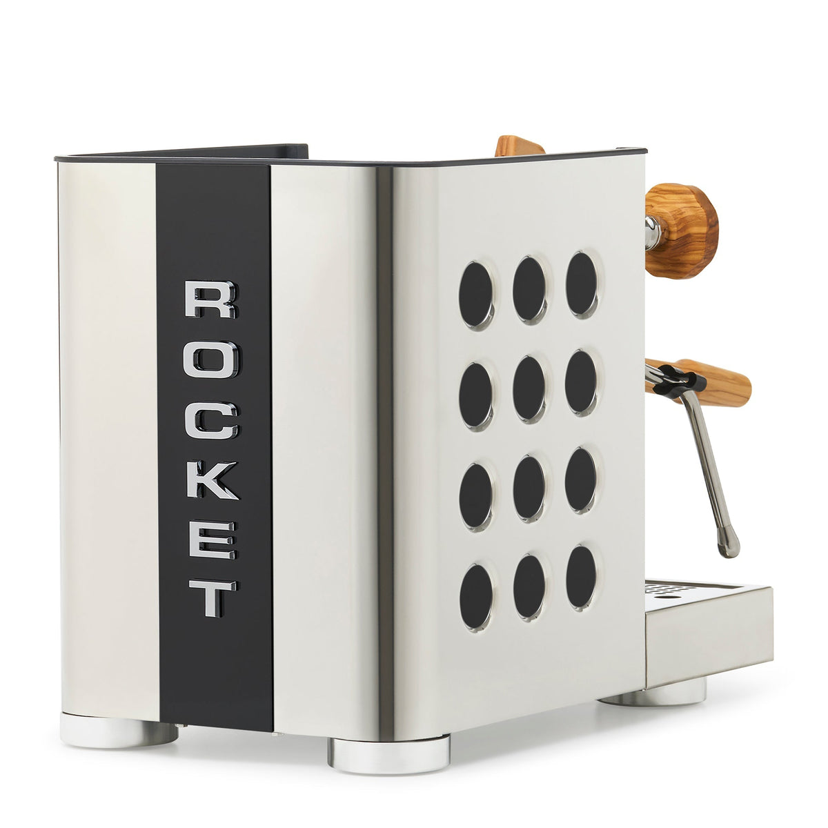 Rocket Espresso Appartamento TCA Heat-Exchange Espresso Machine in Stainless Steel with Black Stripe