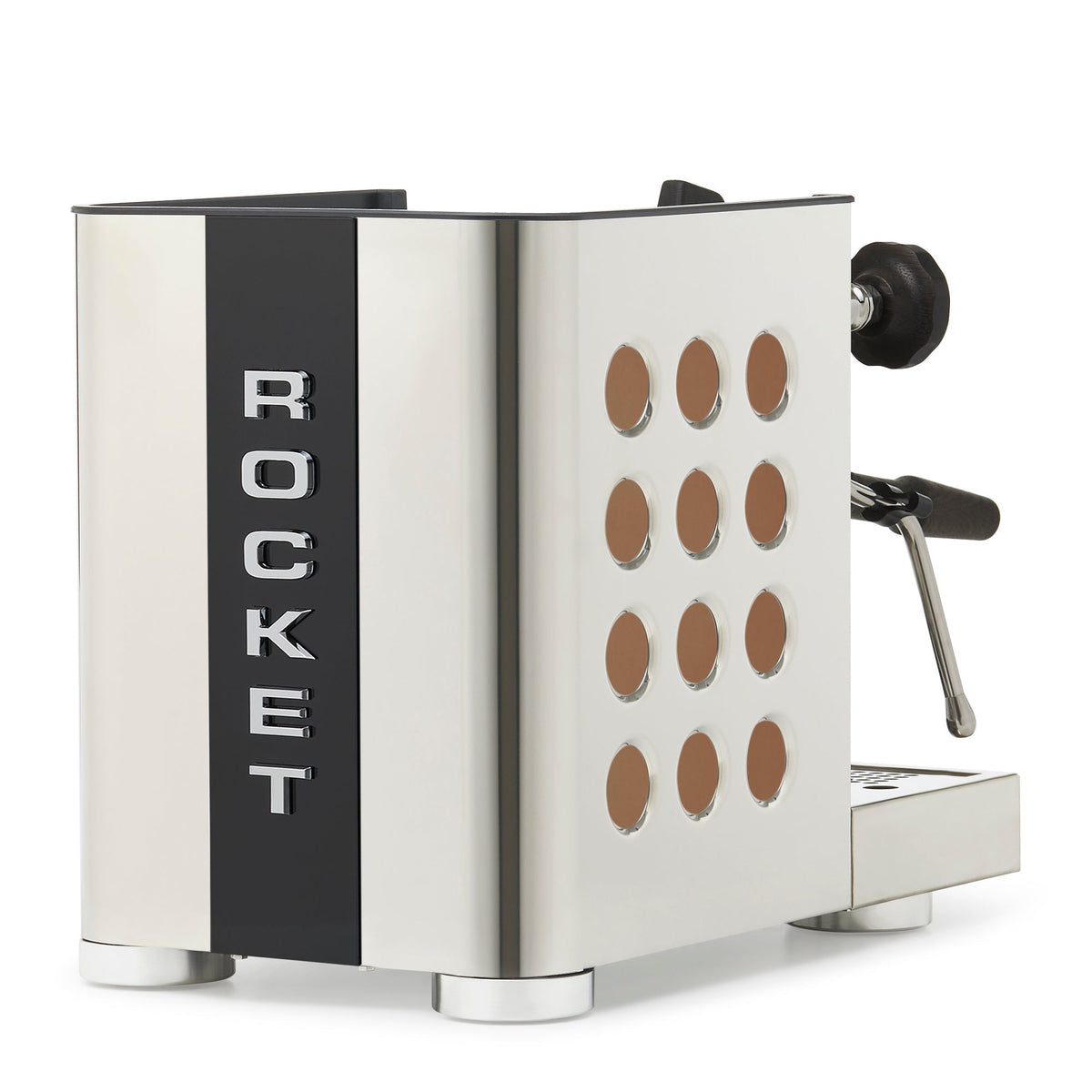 Rocket Espresso Appartamento TCA Heat-Exchange Espresso Machine in Stainless Steel with Black Stripe