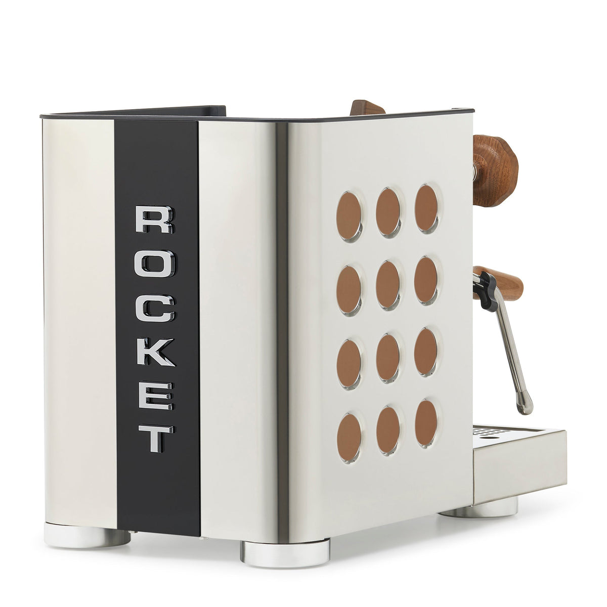 Rocket Espresso Appartamento TCA Heat-Exchange Espresso Machine in Stainless Steel with Black Stripe