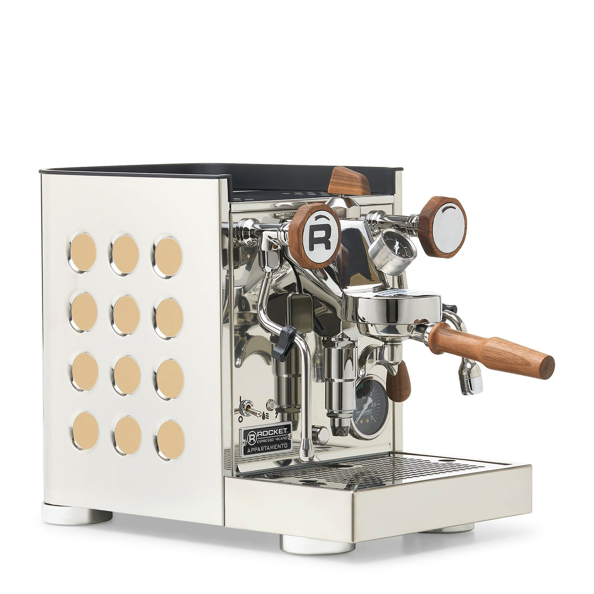 Rocket Espresso Appartamento TCA Heat-Exchange Espresso Machine in Stainless Steel with Black Stripe