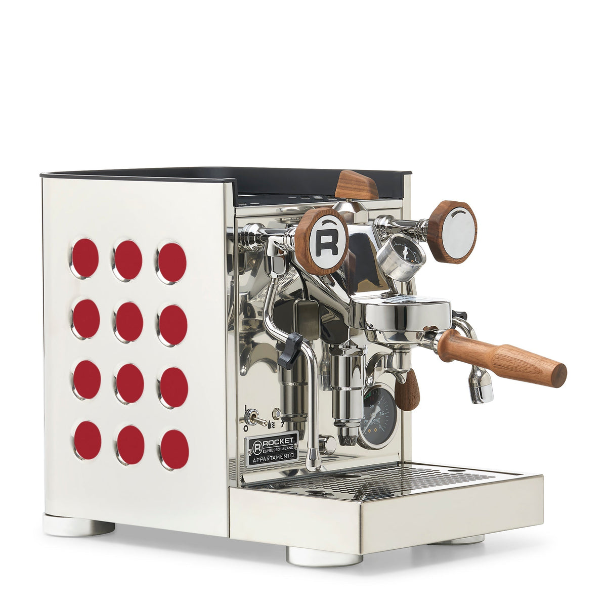 Rocket Espresso Appartamento TCA Heat-Exchange Espresso Machine in Stainless Steel with Black Stripe