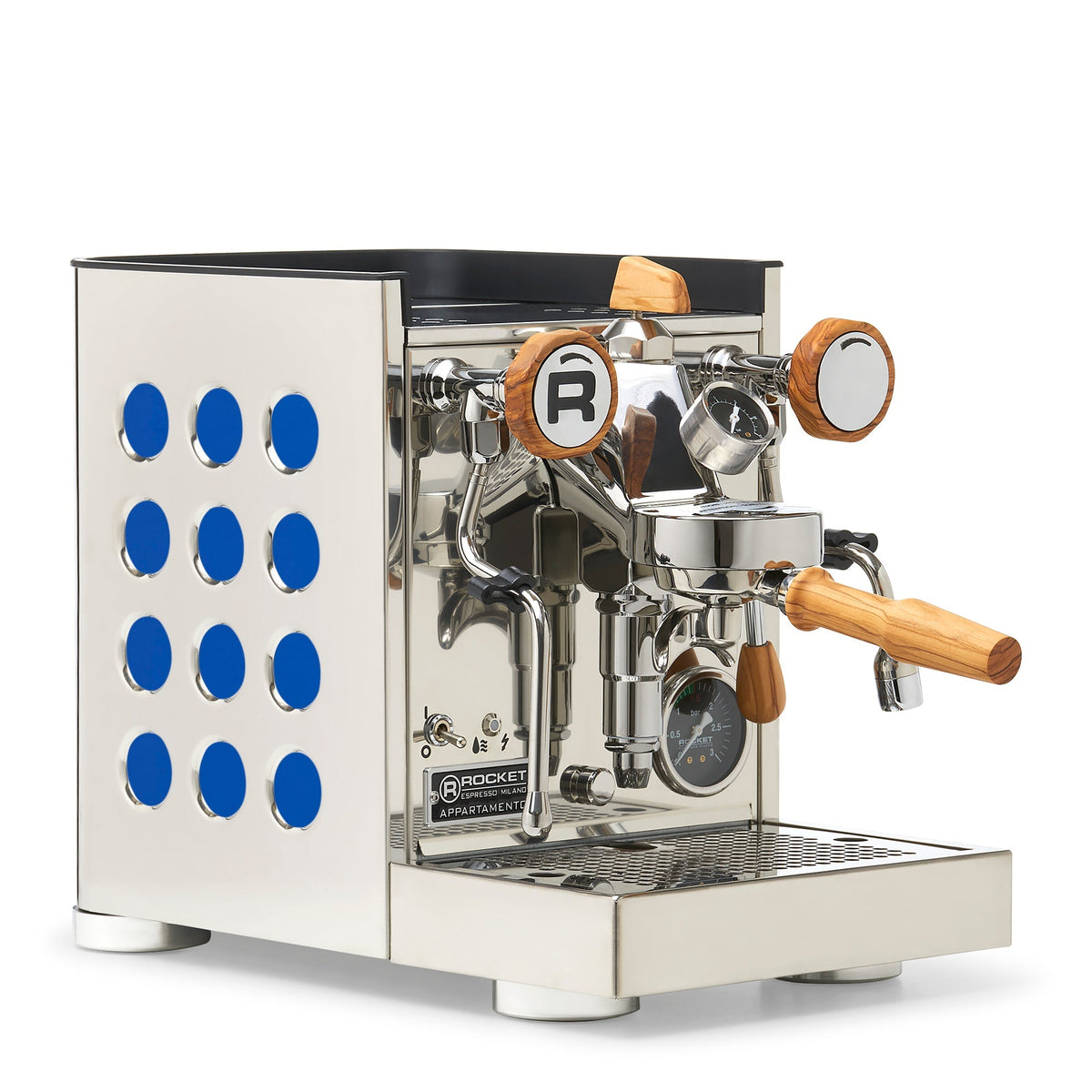 Rocket Espresso Appartamento TCA Heat-Exchange Espresso Machine in Stainless Steel with Black Stripe