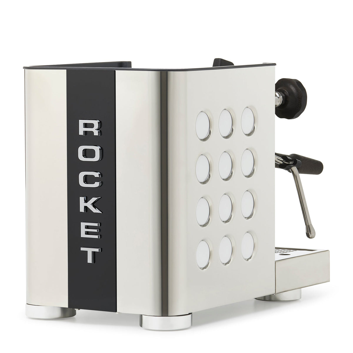 Rocket Espresso Appartamento TCA Heat-Exchange Espresso Machine in Stainless Steel with Black Stripe
