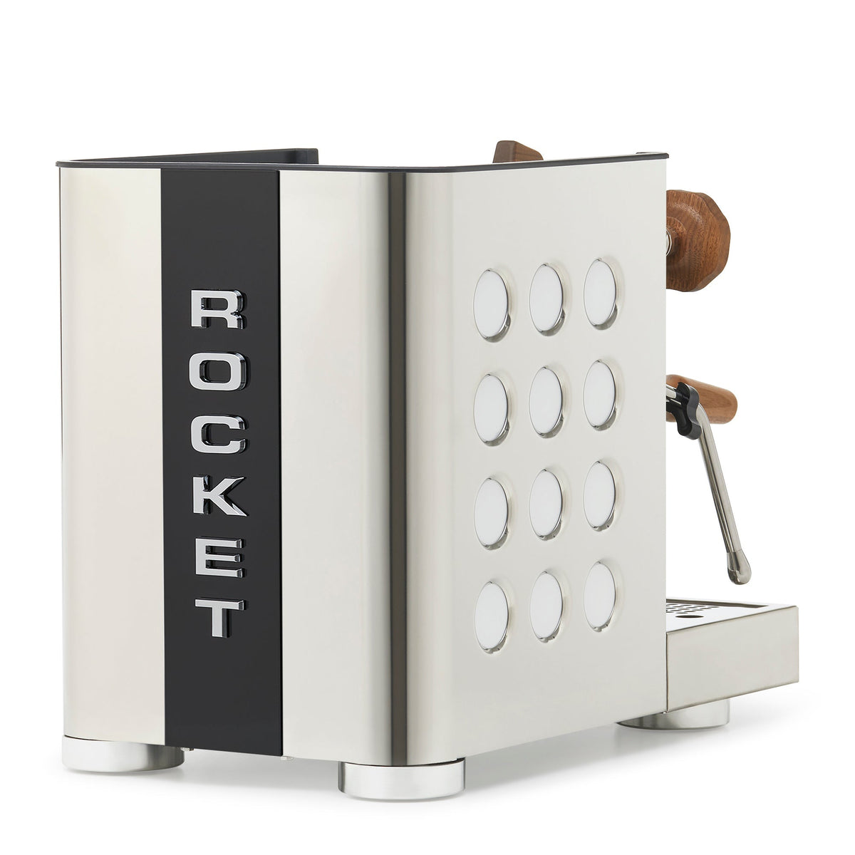 Rocket Espresso Appartamento TCA Heat-Exchange Espresso Machine in Stainless Steel with Black Stripe
