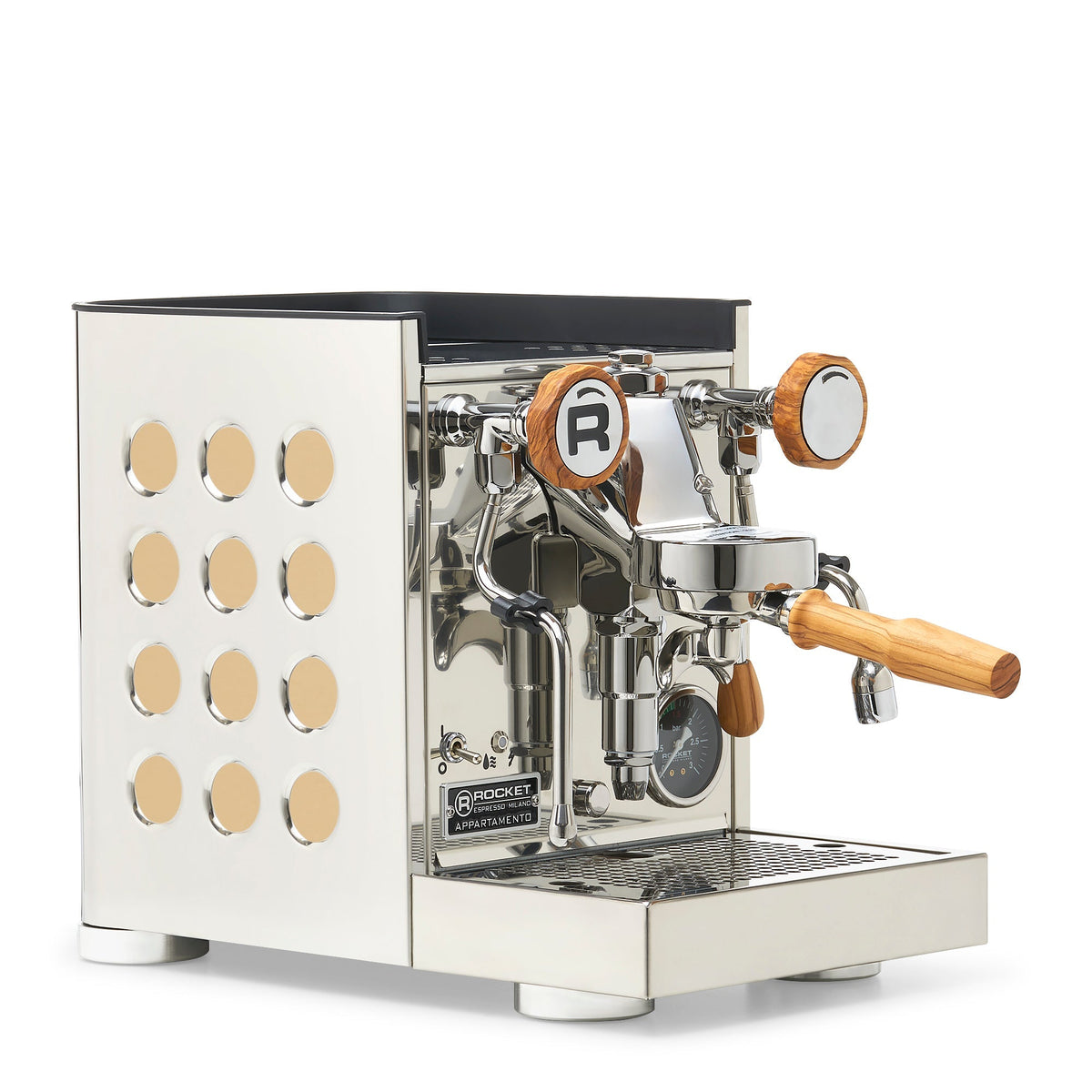 Rocket Espresso Appartamento TCA Heat-Exchange Espresso Machine in Stainless Steel with Black Stripe