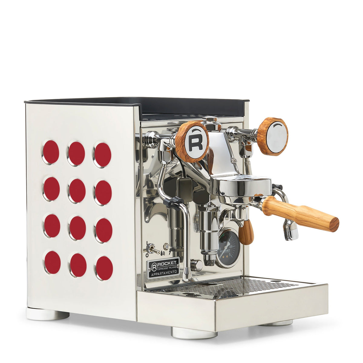 Rocket Espresso Appartamento TCA Heat-Exchange Espresso Machine in Stainless Steel with Black Stripe