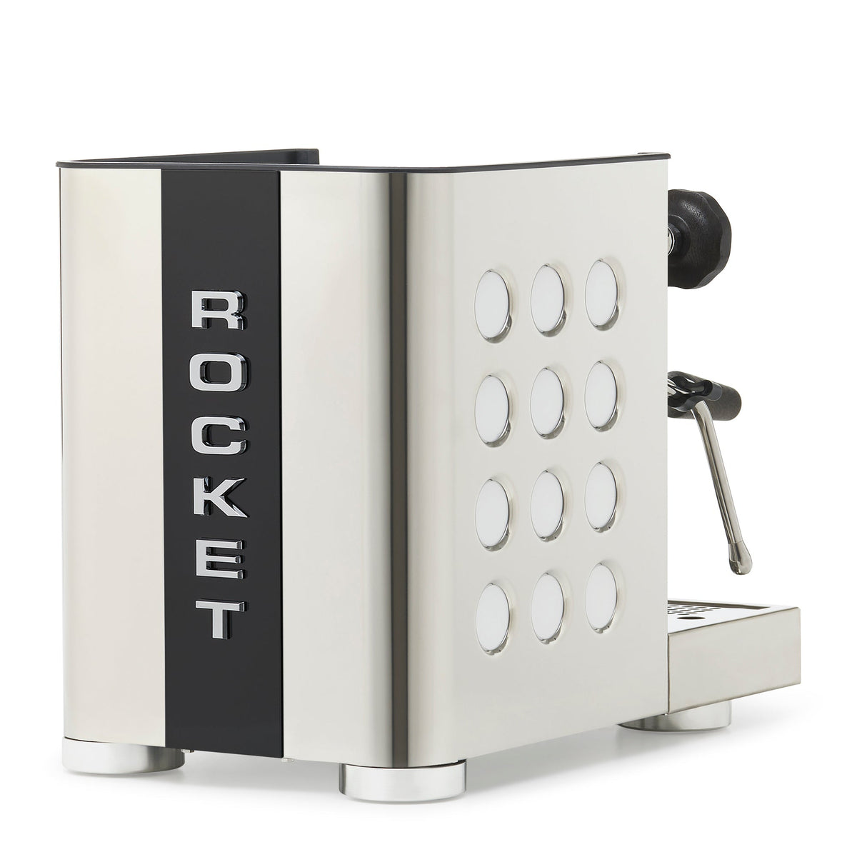 Rocket Espresso Appartamento TCA Heat-Exchange Espresso Machine in Stainless Steel with Black Stripe